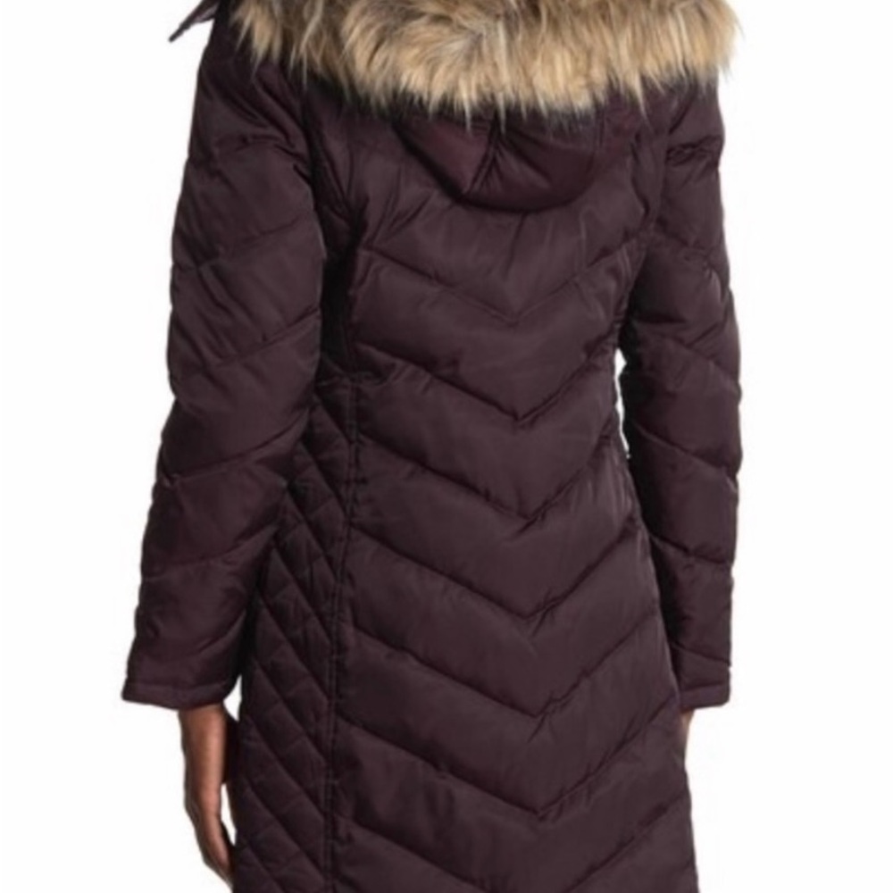 Kenneth Cole Quilted Down Puffer Coat with Faux Fur Hood